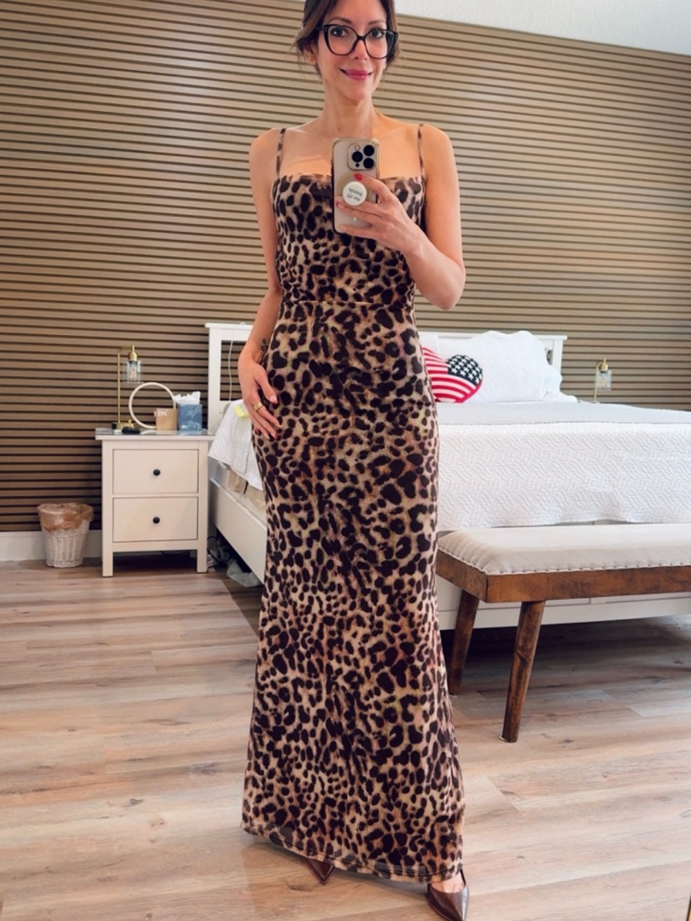 SHEIN Leopard-Print Maxi Dress in Brown and Black